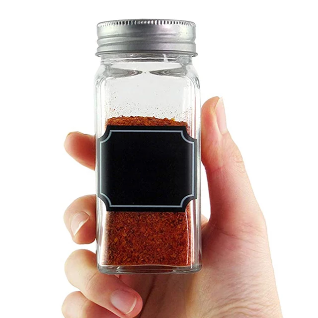 HATOKU Glass Spice Jars 48pcs Empty Square Spice Bottles, 4oz