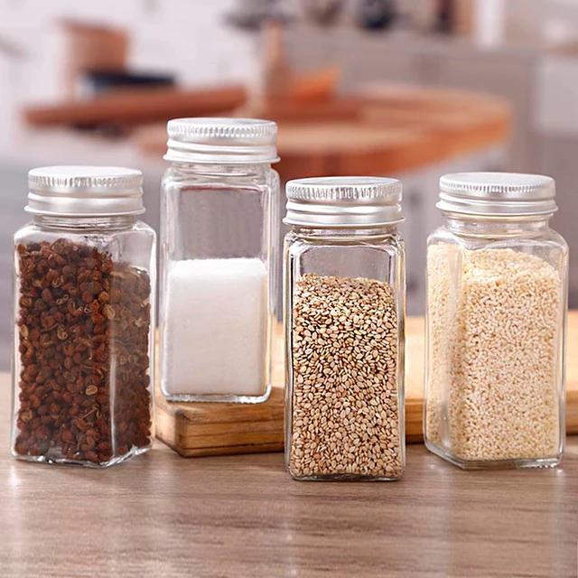 120ml 4oz Jars For Spices Salt Pepper Shaker Seasoning Jar Spice Organizer  Barbecue Condiment Kitchen Gadget Tool Bamboo Cover