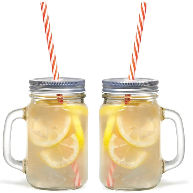 Buy Mason Jar Mug with Lid & Straw 500Ml Online at Best Prices in